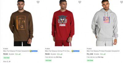 Flat 72% Off On Puma Men Sweatshirt