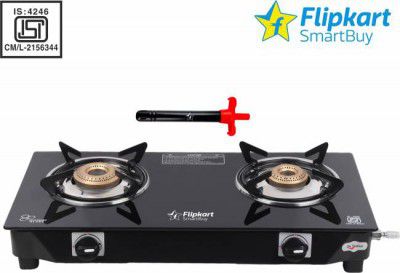 Flipkart SmartBuy 2 Burner Icon Glass Manual Gas Stove  (2 Burners)