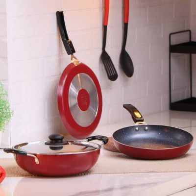 Flipkart SmartBuy 5 pc Non-Induction Bottom Non-Stick Coated Cookware Set (Aluminium, 5 - Piece)