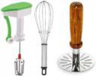 Flipkart SmartBuy and Stainless Steel Whisk & Wooden Masher Combo (Pack Of 3) Kitchen Tool Set  (Blender, Masher, Whisk)