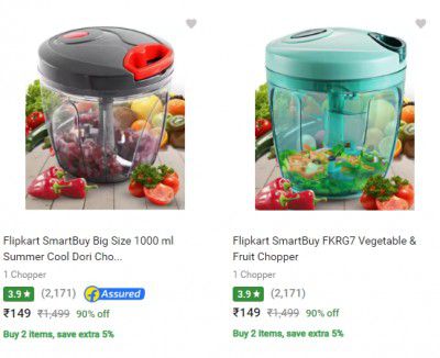 Flipkart Smartbuy Choppers & Slicers upto 90% off | Starts ₹115