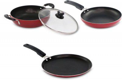 Flipkart SmartBuy Induction Bottom Non-Stick Coated Cookware Set  (Aluminium, 3 - Piece)