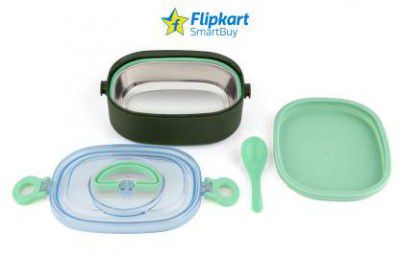 Flipkart SmartBuy Plastic & Stainless Steel Delight Lunch Box with 2 Containers, Plastic Spoon 2 Containers Lunch Box (850 ml, Thermoware)