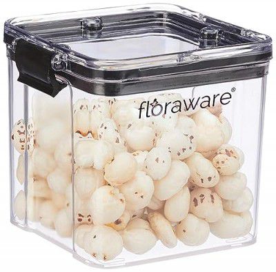 Floraware Food Safe Plastic Multiuse Square Lock & Lock Airtight Container,Multipurpose Jar, Grocery Container, BPA Free, 700 ML (Black, 2)