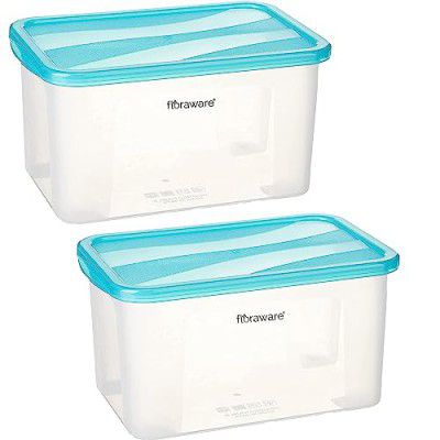 Floraware Plastic Food Safe Multiuse Storage Container, Fridge Storage Container, 2000ML (Blue, 2)