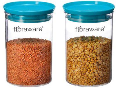 Floraware Plastic Storage Jar and Container Set I Air Tight & BPA Free Containers For Kitchen Storage Set I Grocery Kitchen Container Set I Multipurpose Jar, 900 Ml Each (Set 2, Blue)