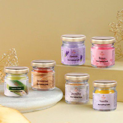 Floryn Decor Mini Jar Paraffin Wax Scented Candles Set - Pack of 6