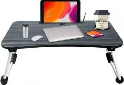 Foldable Laptop Table with Cup Holder, Study Table, Bed Table, Foldable & Portable/Ergonomic & Rounded Edges Grey