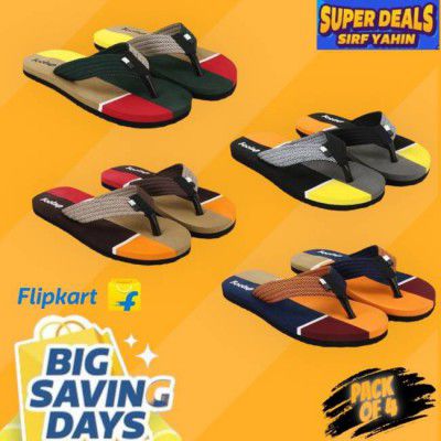 Footup 4 Pairs Slippers for Men Slippers