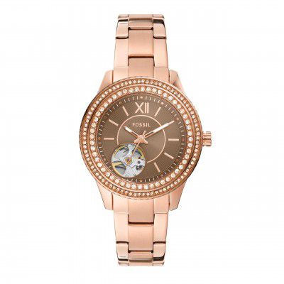 Fossil Stainless Steel Analog Brown Dial Women's Watch-Me3211, Band Color-Rose Gold