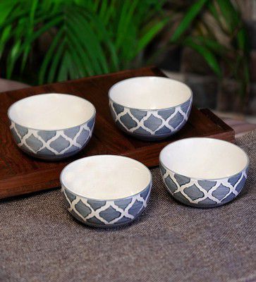 Freakway Moroccan 200ml Grey Ceramic Handcrafted ( Set of 4) Dessert Bowls