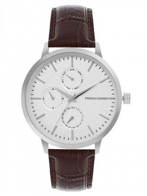 French Connection Leather Analog Silver Dial Men's Watch-Fcn00041E