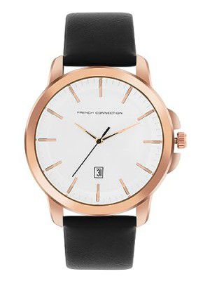 French Connection Leather Spring-Summer 2023 Analog Silver Dial Men's Watch-Fcn00058D, Band_Black