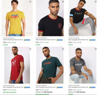 French Connection Mens T-Shirts Upto 80% Off