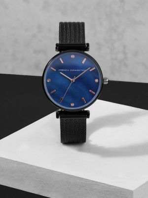 French Connection Women Blue & Black Stainless Steel Straps Analogue Watch FC24U