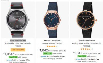 French Connection Women's Watch upto 80% off + Apply Coupon