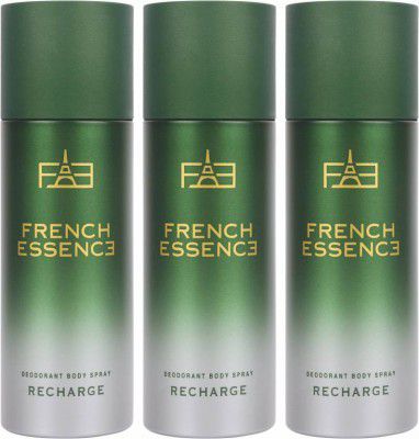 FRENCH ESSENCE Luxury Recharge Deo Body Spray With Long Lasting Fragrance (150 ML Each) Deodorant Spray - For Men (450 ml, Pack of 3)