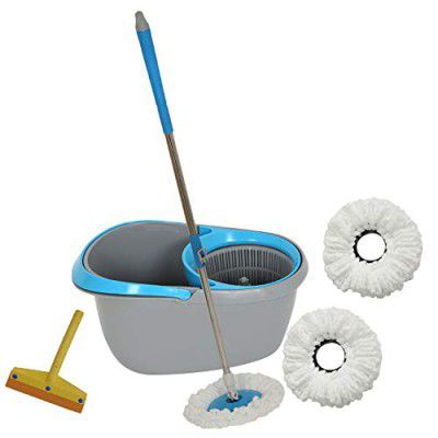 Frestol plastic Mop +3 Refill+Rod + Wiper - Grey/Blue