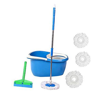 Frestol plastic Mop +4 Refill+Rod + Wiper - Blue