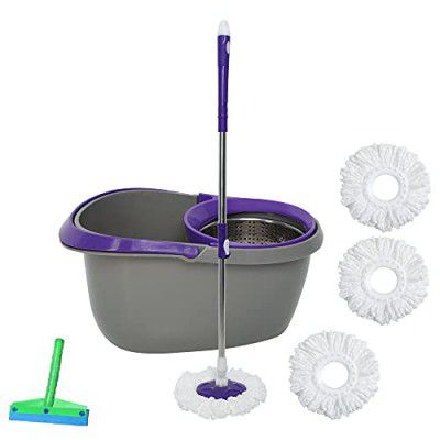 Frestol Steel Mop +4 Refill+Rod + Wiper - Grey/Purple