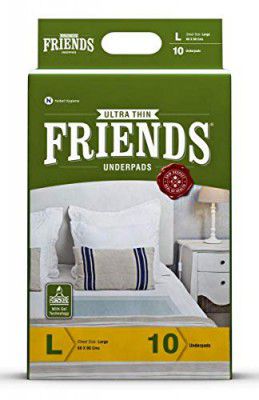 Friends Classic Underpads, Large 60 X 90 cm, Super Absorbent Polymer & Soft Surface, 10s Pack