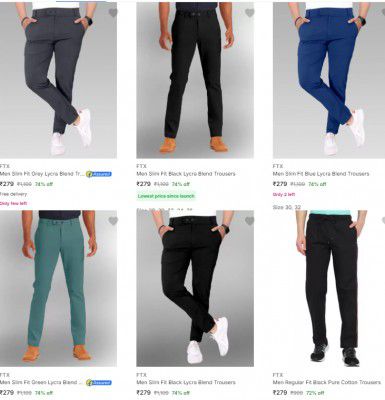 Flipkart: Ftx Mens Trousers Starts @279