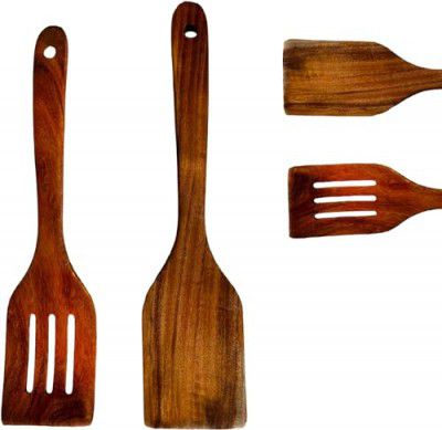 FUFU HANDICRAFT Salad Servers: Wooden Ladle/Spoon with Natural Wood, Long Handle, Eco-Friendly, Light Weight