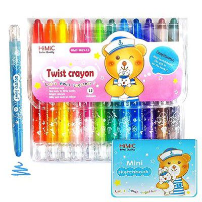 FunBlast Twist Crayons for Kids -12 Pcs Crayon Set, Coloring Kit for Kids, Crayon for Drawing & Painting for Kids, Art & Craft Kit, Birthday Return Gifts for Kids (Multicolor)