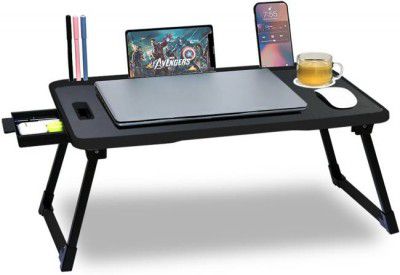 FurniGully Plastic Portable Laptop Table  (Finish Color - BLACK, Pre Assembled)