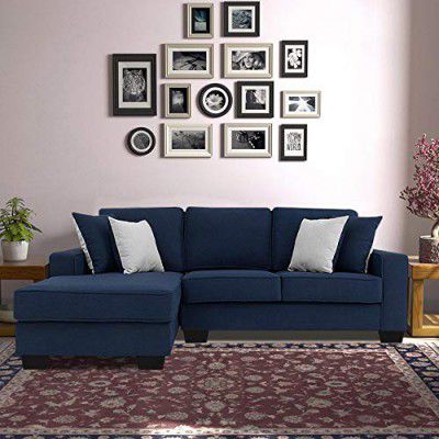 FURNY Apollo Sectional Fabric 4 Seater L Shape LHS Sofa (Blue)