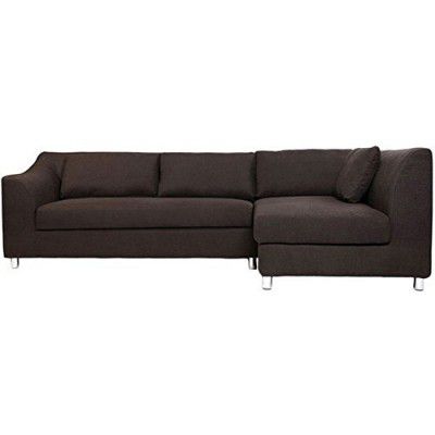 FURNY Mia 5 Seater Fabric RHS L Shape Sofa Set (Brown)