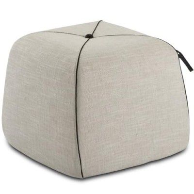 FURNY Suro 1 Seater Pouf in Light Grey Fabric