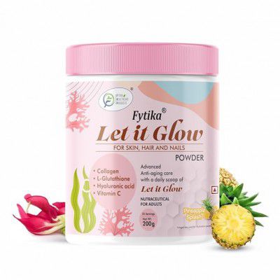 FYTIKA HEALTHCARE PRODUCTS Let It Glow Collagen Supplement For Men&Women L- Glutathione,Vitamin C,Sesbania Agati Extract Promotes Healthy Skin,Hairs And Nails(Pineapple Powder,Pack Of 1)