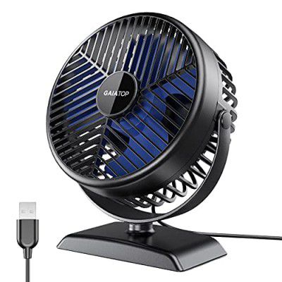 Gaiatop USB Desk Fan, Small But Powerful, Portable Quiet 3 Speeds Wind Personal Table Fan, Dual 360° Adjustment Mini Fan for Better Cooling, Home Office Car Outdoor(Blue)