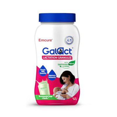 Galact Emcure Granules - Shatavari Powder - Breast Feeding Supplement Increase Milk Supply - Lactation Supplement For Women - Mothers - Flavor 200 G (Elaichi, 200 G (Pack Of 1))