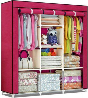 GALLAXY Cotton Collapsible Wardrobe  (Finish Color - Pink, DIY(Do-It-Yourself))