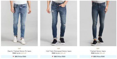 Gap Men's Jeans Starts ₹550 | Flat 80% Off