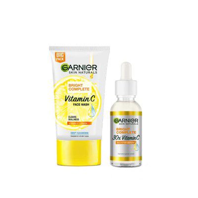 Garnier Bright Complete (Vitamin C Serum, 30ml + Bright Complete Facewash, 150g) - Combo Pack