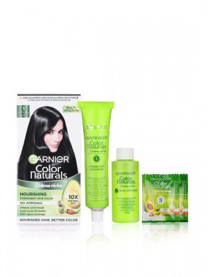 Garnier Color Naturals Creme Hair Color & Coloring Tools - 1 Natural Black 70ml + 60g