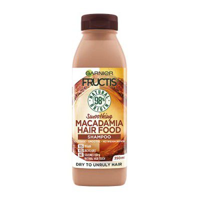 Garnier Fructis, Shampoo for Dry Unruly Hair, Smoothing & Nourishing, Macadamia Hair Food, 350ml