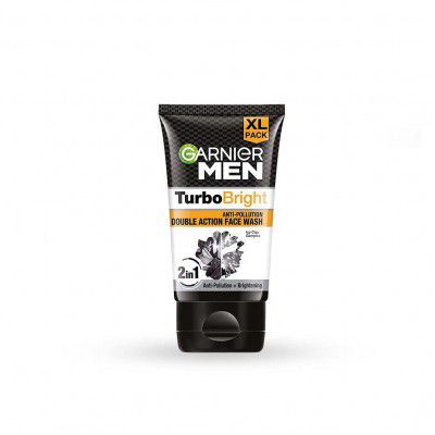 Garnier Men, Face Wash, Brightening & Anti-Pollution, TurboBright Double Action, 150 g