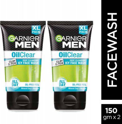 Garnier Men Oil Clear Deep Cleansing, with Menthol and Mineral Clay Face Wash  (300 g)