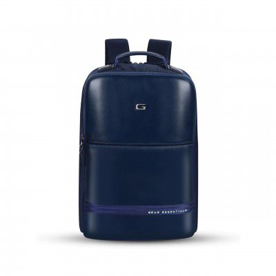 Gear Elevate Faux Leather 20L Water Resistant Anti-Theft Backpack (Navy-Mint)