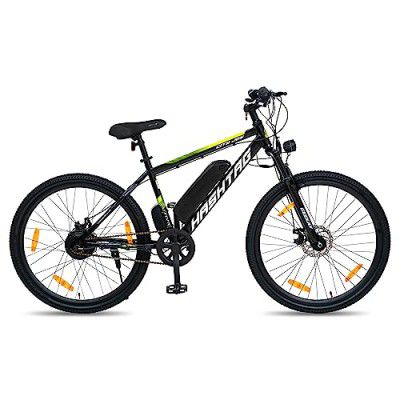 Geekay Hashtag 27.5T Single Speed Electric Cycle with Front Suspension and Dual Disc Brakes - Black Green