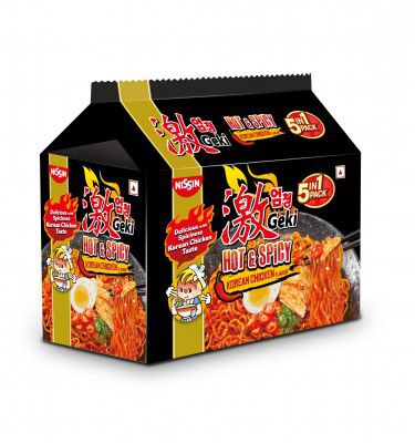 Geki Hot & Spicy Korean Instant Noodles Chicken (5 in 1 pack), 400 gm