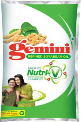 Gemini Refined Soyabean Oil Pouch  (1 L)