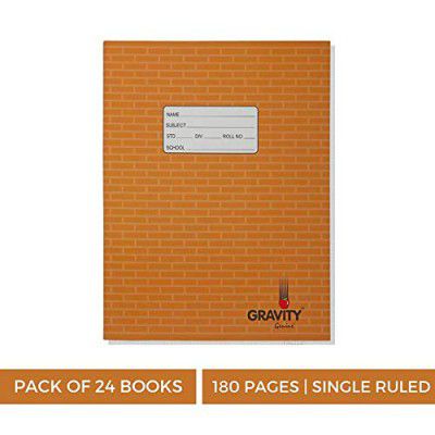 Genius - Gravity - Pack of 24 books -Single ruled, Brick design, 180 Pages, Size:-24 cms x 18 cms x 0.8 cms