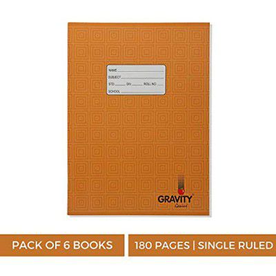 Genius - Gravity - Pack of 6 books -Single ruled, Square design, 180 Pages, Size:-24 cms x 18 cms x 0.8 cms