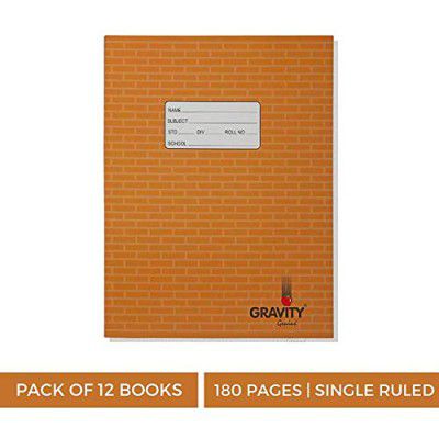 Genius - Gravity - Pack of 12 books -Single ruled, Brick design, 180 Pages, Size:-24 cms x 18 cms x 0.8 cms