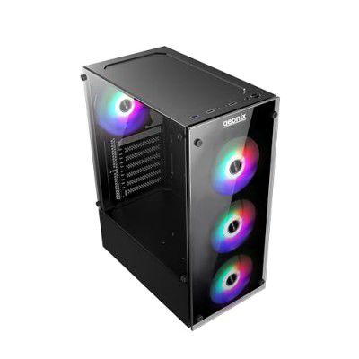 Geonix X20 ATX Gaming Cabinet/Computer Case with 4 RGB Fans, 2 USB 2.0 Slots, USB 3.0 Slot, SSD Slot, 7 Expansion PCI Sockets (Black)